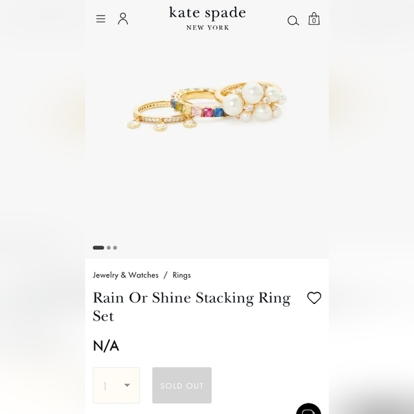 🔹️Kate Spade🔹️ Rain Or Shine Stacking Ring Set size 7 (MSRP $99) - Picture 4 of 7